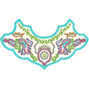 彩色刺绣领口图案