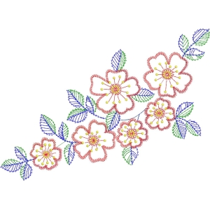 彩色刺绣花卉图案