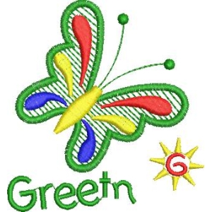 彩色蝴蝶图案与Greetn字样