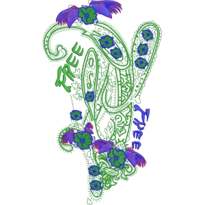 绿色佩斯利花纹刺绣图案