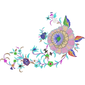 彩色花卉刺绣图案