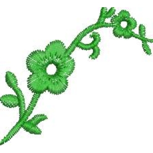 绿色刺绣花卉图案
