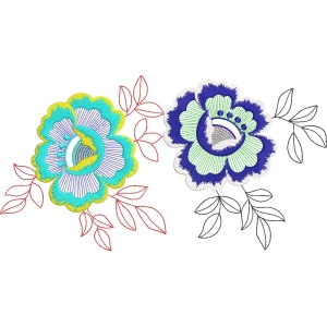 两朵刺绣花卉图案