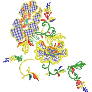彩色刺绣花卉图案