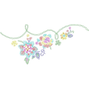 彩色花卉刺绣图案