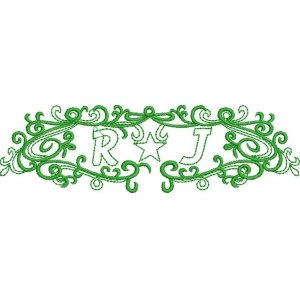 绿色花纹装饰字母RJ