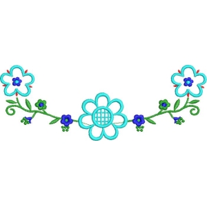 蓝色花卉刺绣图案