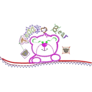 粉色泰迪熊刺绣设计图