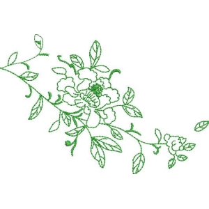 绿色花卉刺绣图案