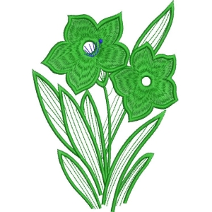 绿色绣花花卉图案