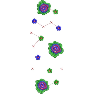 螺旋花朵图案与连接线示意图