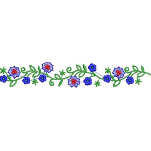蓝色花朵刺绣图案