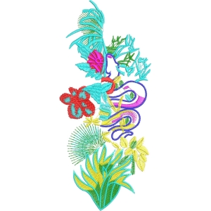 彩色植物刺绣图案
