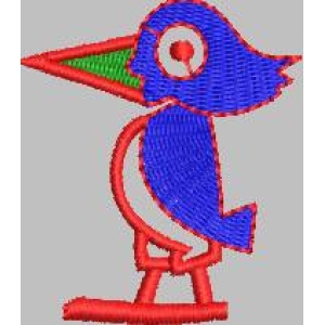 蓝色小鸟刺绣图案