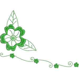 绿色花卉刺绣装饰图案_zbw3554