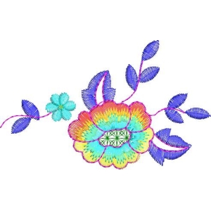 彩色刺绣花卉图案