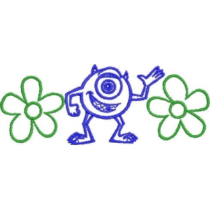 单眼怪兽与花朵图案