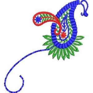 蓝色佩斯利花纹刺绣图案