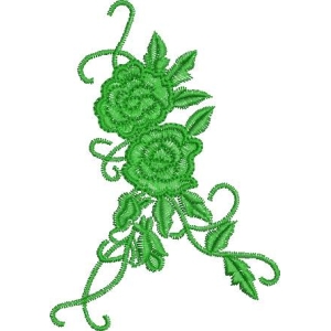 绿色刺绣玫瑰花图案
