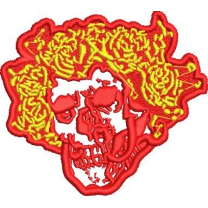 红色骷髅头刺绣图案