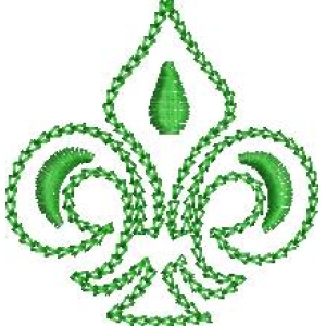 绿色刺绣鸢尾花图案