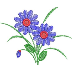 蓝色花朵刺绣图案