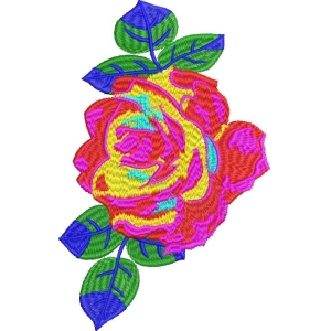 彩色刺绣玫瑰花图案