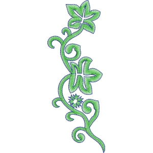 绿色藤蔓花卉刺绣图案_zbw3619