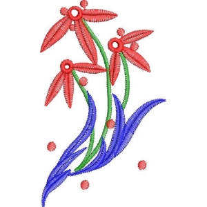 红色花朵刺绣图案