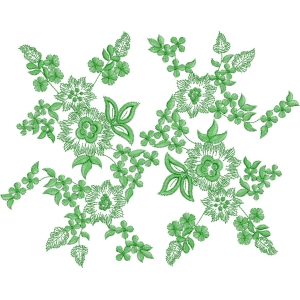 绿色植物刺绣图案