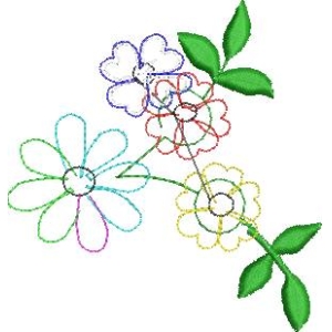 彩色花朵刺绣图案