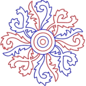 红蓝对称花卉图案