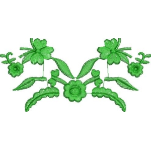 绿色花卉刺绣图案