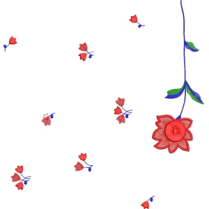 红色花朵刺绣图案