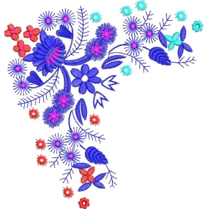 彩色花卉刺绣图案