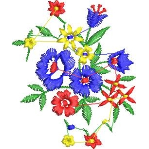 彩色花卉刺绣图案