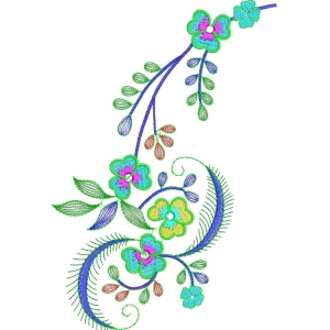 彩色花卉刺绣图案