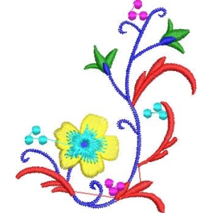 彩色花卉刺绣图案
