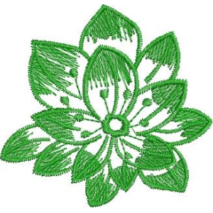 绿色刺绣莲花图案