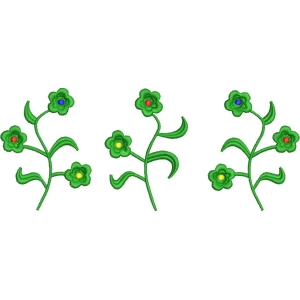 绿色刺绣花卉图案