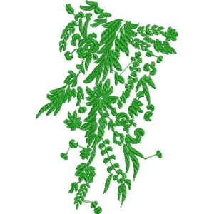 绿色植物刺绣图案