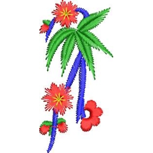 热带植物刺绣图案