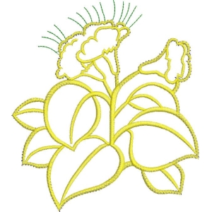 黄色花卉刺绣图案