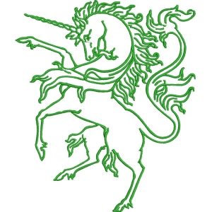 绿色线条独角兽图案