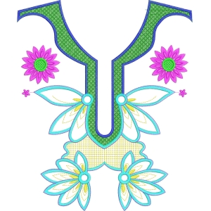 彩色刺绣服装领口设计图