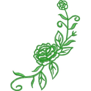 绿色刺绣玫瑰花图案