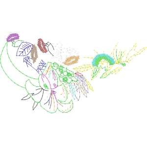 彩色刺绣花卉图案