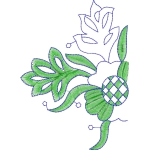 绿色植物刺绣图案