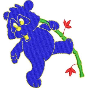 蓝色小熊抱竹子