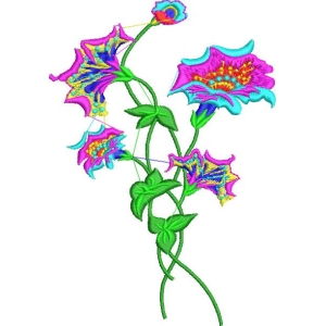彩色花卉刺绣图案